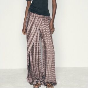 Zara Tie Dye Linen Blend Wrap Pants